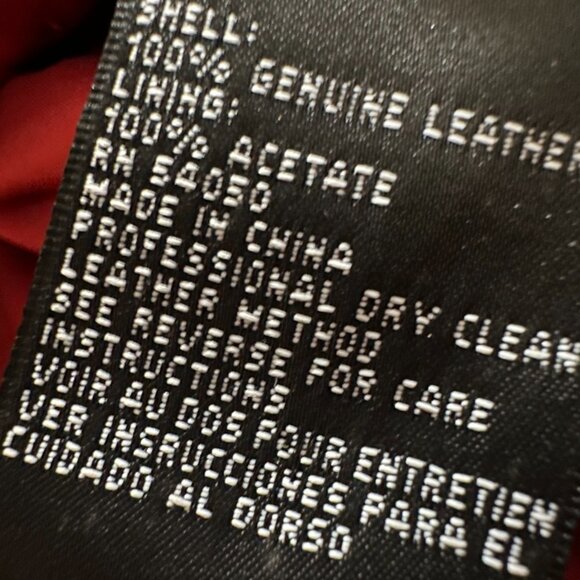 Kasper jacket sz L Red Leather big button up 3/4 sleeves collarless biker glam - Picture 5 of 5